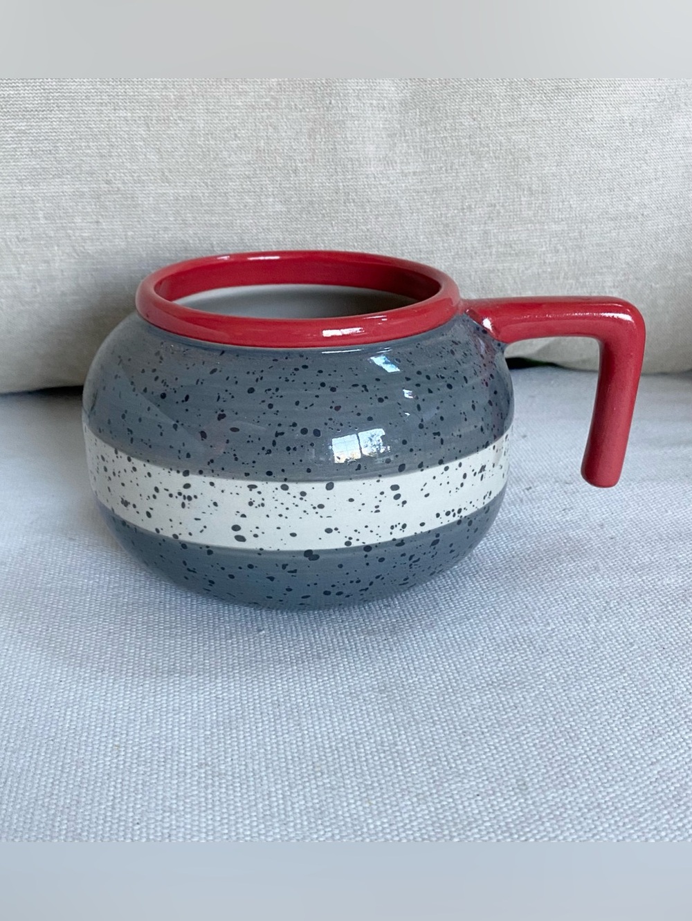 Main and Local Curling Rock Speckled Ceramic Coffee Mug Maple Leaf Canada